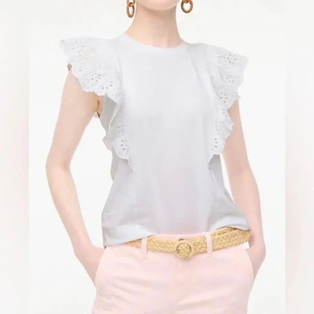 J.Crew- Baby blue Ruffled Sleeveless Blouse Size M‎